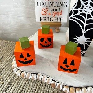 Halloween Tiered Tray Decor, Mini Wood Pumpkins, Mini Wood Jack O ...
