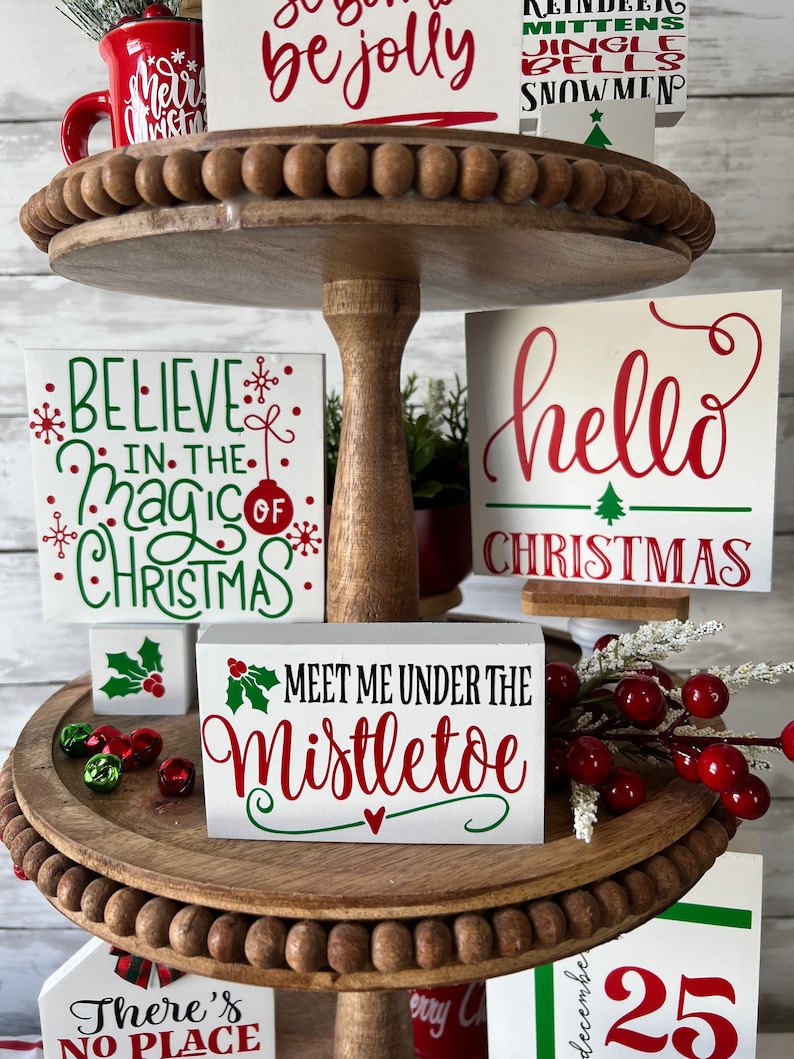 Christmas Tiered Tray Decor Bundle Holiday Tiered Tray Etsy