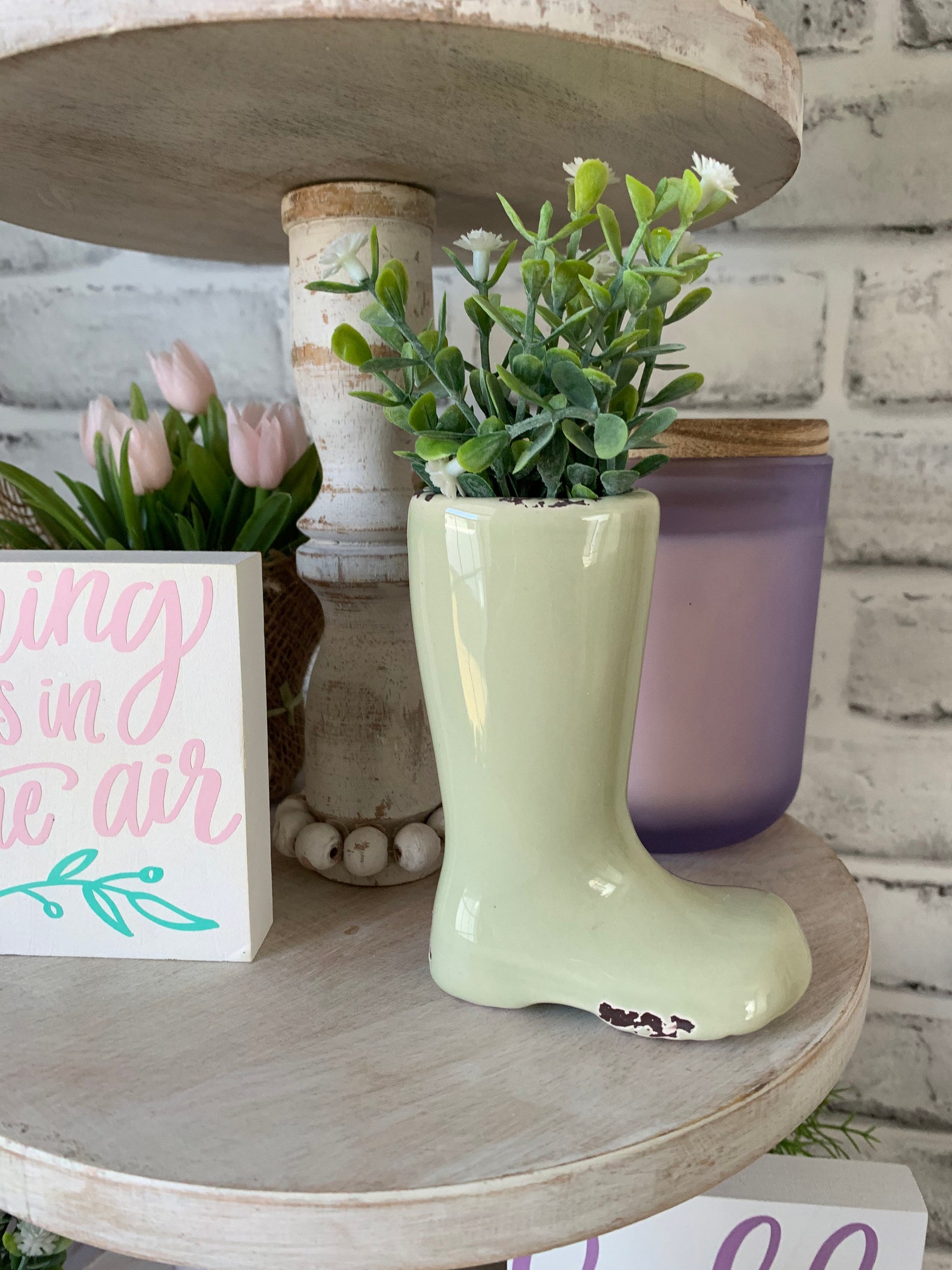 Mini Rain Boot Planter Tiered Tray Decor Spring Tiered Tray Etsy