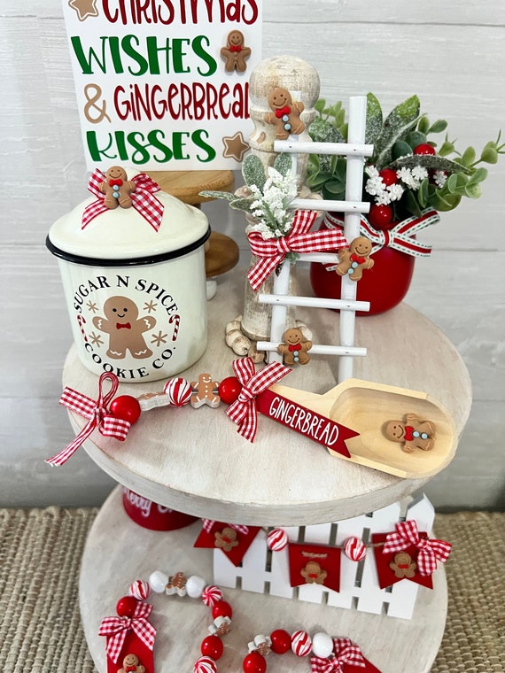 Gingerbread Man Mini Scoop for Tiered Tray, Christmas Tiered Tray Decor,  Mini Wood Canister Scoops, Gingerbread Man Tiered Tray Decor 