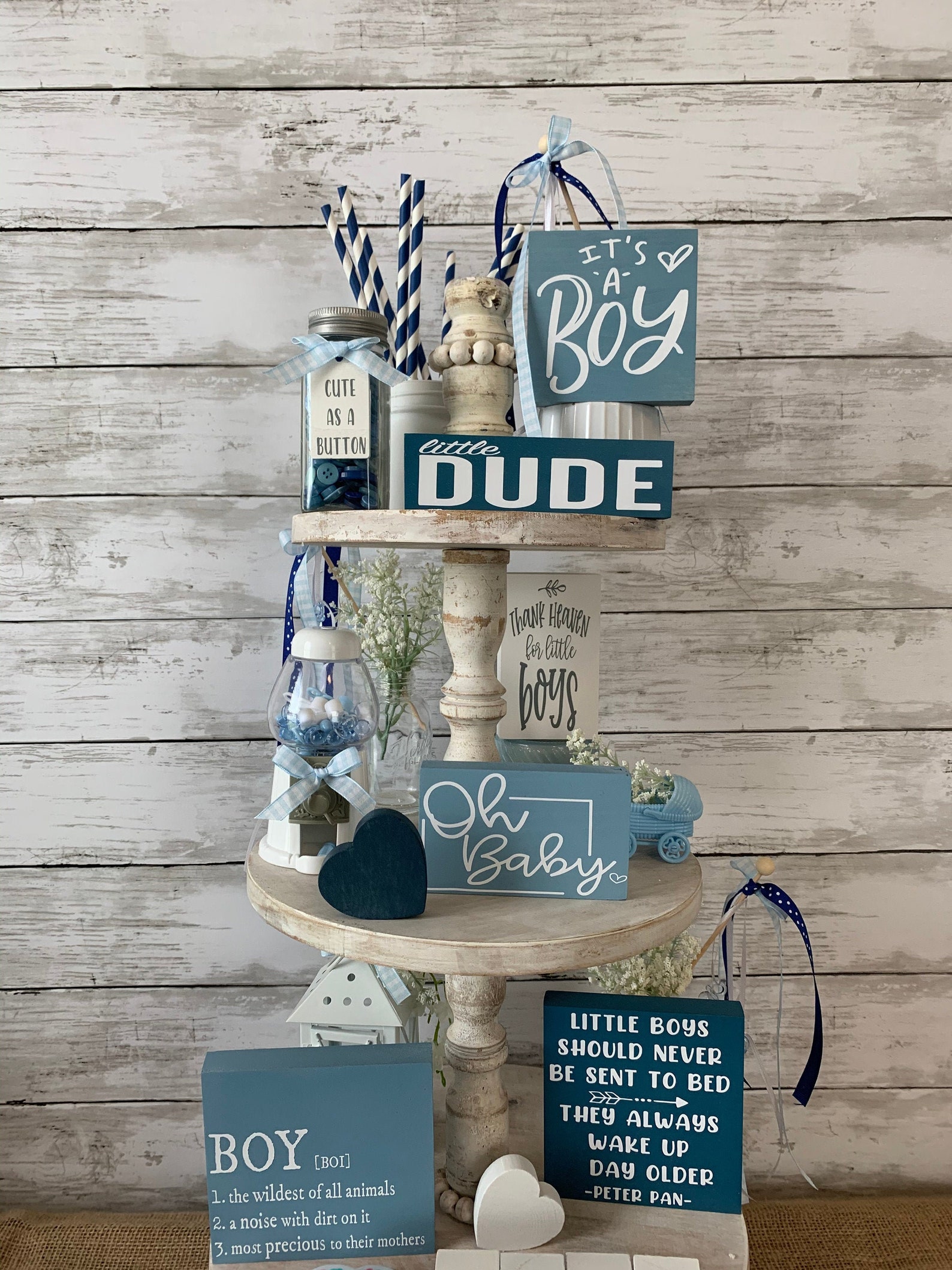Baby boy tiered tray decor farmhouse tiered tray decor Etsy