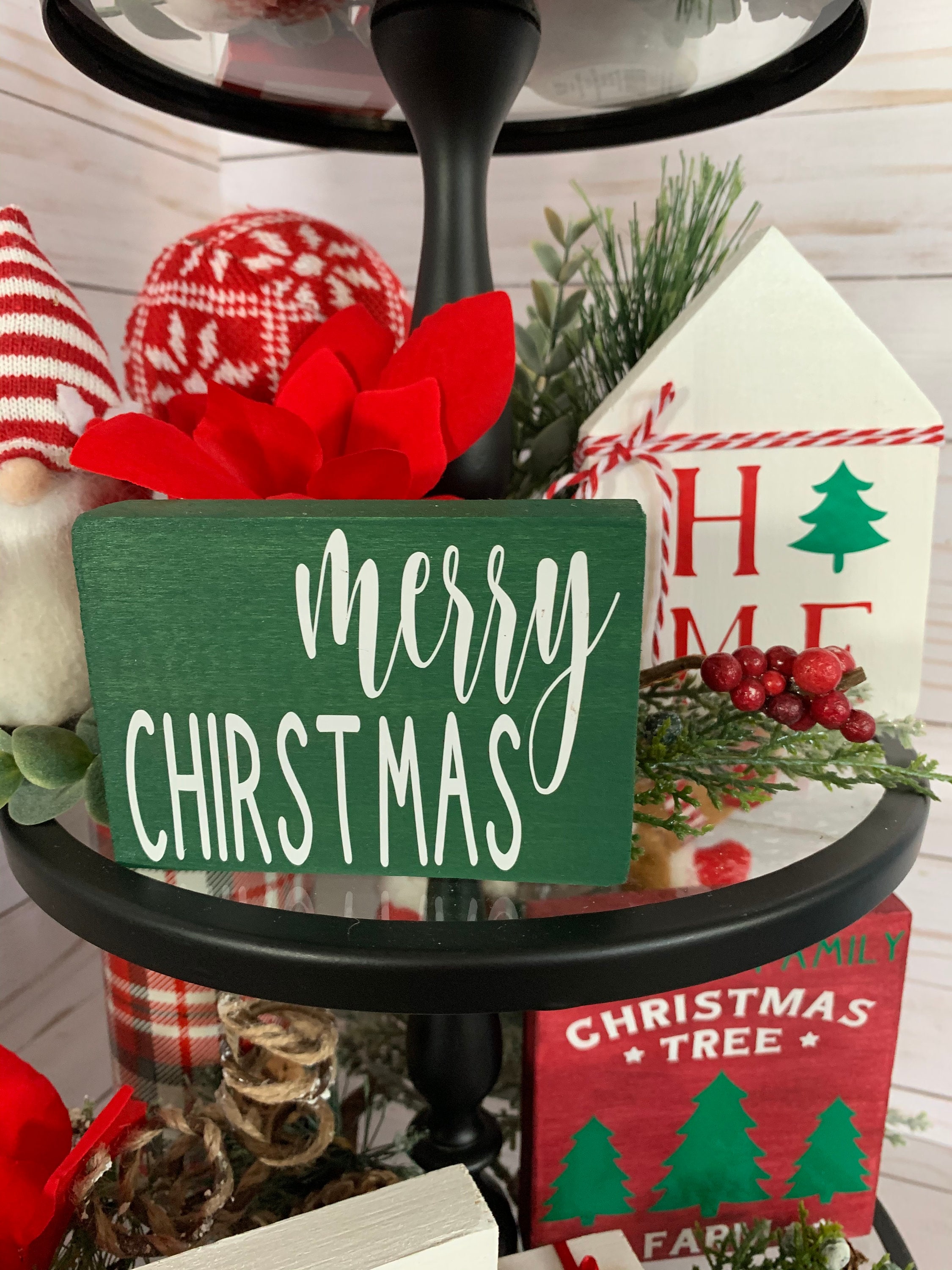 Christmas Tiered Tray Decor Farmhouse Tiered Tray Holiday Etsy Canada
