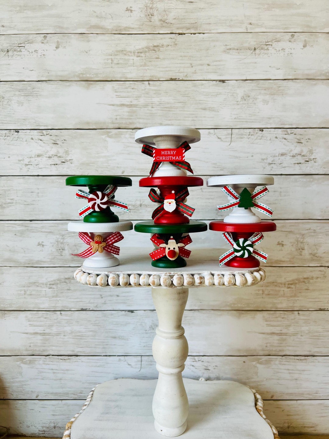 Round Christmas Tree Riser Risers for Tiered Tray, Christmas Tiered Tray Decor, Mini Wooden Riser ...