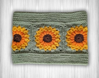 Neck Warmer Granny Squares  Sunflower Neck Cowl Unisex Snood Crochet Neck Warmer Unisex Boho Neck Warmer Cosy