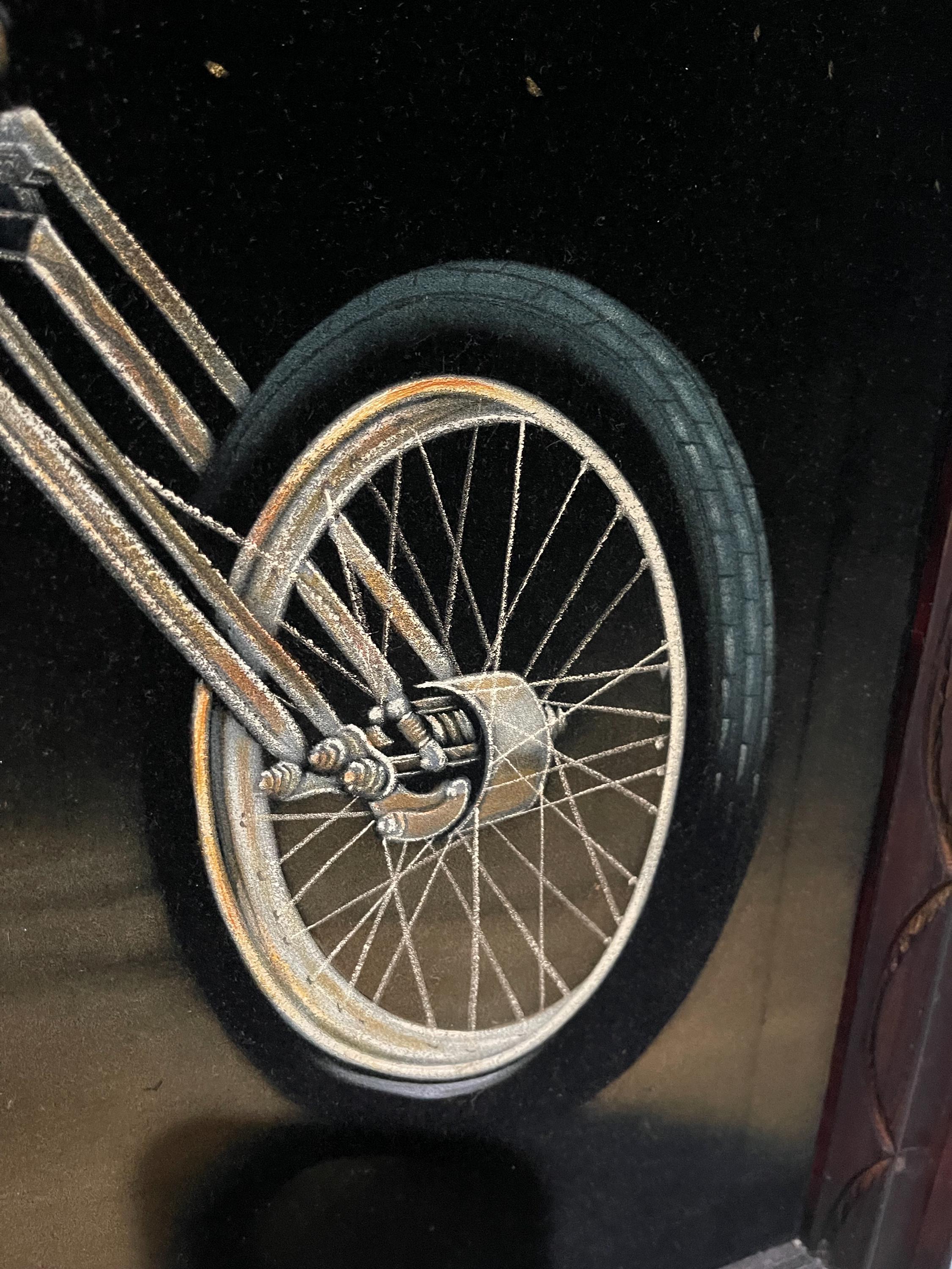 1970's Rare Amazing Vintage Velvet Painting of Chopper Biker Hand