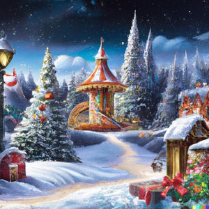 Digital painting, Christmas landscape, fast download, fantasy world