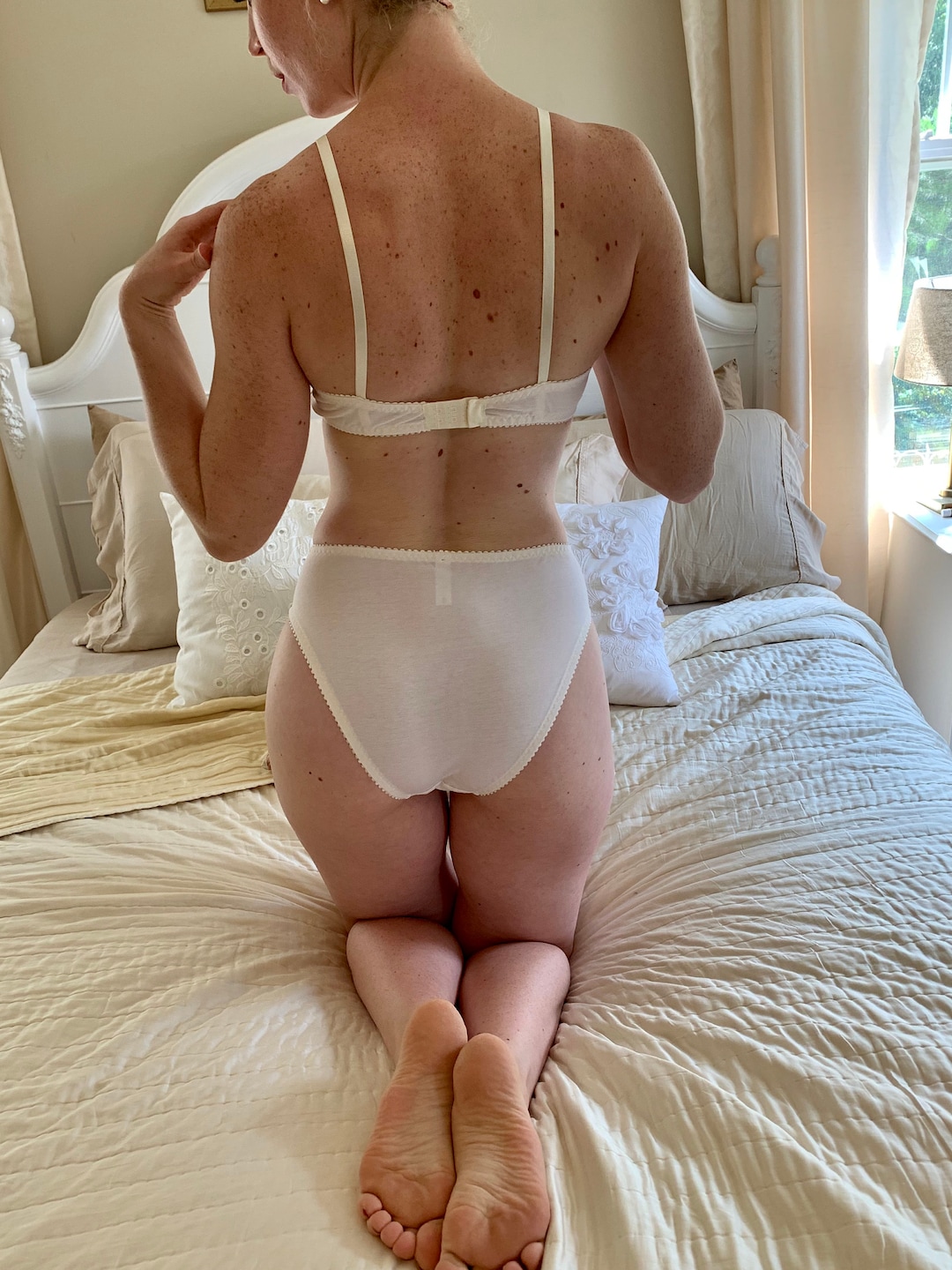 Ready to Ship: Ethel Cotton High Waist Panties High Leg Ivory Size S Comfy  Handmadehand Dyed Panties 100% Cotton Lingerie Sustainable - Etsy