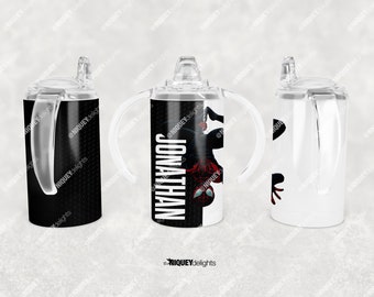 Personalisierte Spiderman Trinkgefäß - Schnabeltasse mit Duo Deckel, 15 Unzen, 12 Unzen, 9 Unzen | Edelstahl Becher