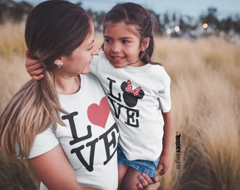 LIEBE, Minnie Maus Shirt | Minnie Liebe T-Shirt | Frauen-Shirt | Mädchen-Shirt | Kind oder Erwachsene Größe