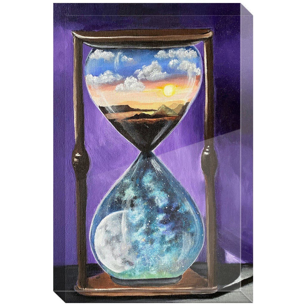 Reloj de arena Arte Surrealista 3D, Bloque Acrílico Día y Noche