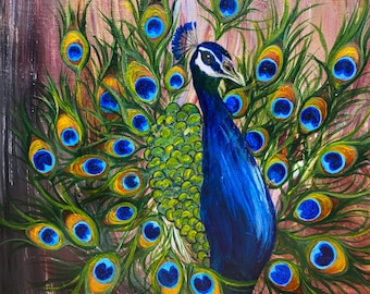 Peacock Giclee PRINTS on PAPER and Flat CANVAS