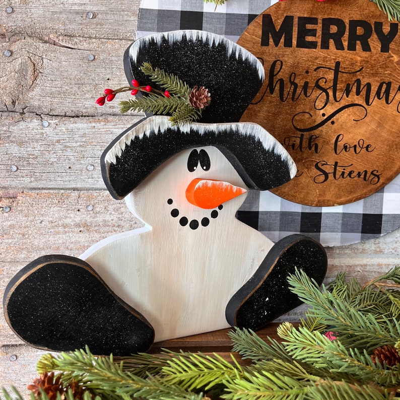 Snowman Shelf Sitter Sitting Snowman Holiday Decor Etsy