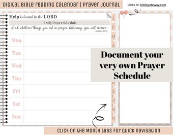 Digital Faith Journal | Daily Scripture Writing | Prayer Journal Notebook | Prayer Schedule | Bible Reading Plan | Monthly Prayer Calendar