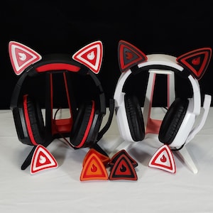 Headphone Flame Cat Ears | Cosplay Cat Ears | Headset Customizable Ears | Streaming Props | Furry Ears | Headphone accessory | Fire Cat Ears