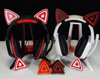 Orejas de gato para auriculares / Orejas de gato para cosplay / Accesorios para streaming / Orejas peludas / Accesorio para auriculares / Orejas de gato en llamas /