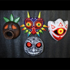 Legend of Zelda Majora's Mask 4 piece Decoration | Majora's Mask Wood Grain| Deku Wood Grain | Evil Moon | Mask of Truth Wood Grain |