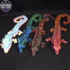 Dragon de cristal | Jouet articulé articulé | Créature fantastique multicolore | Figurine de dragon flexible | Jouet sensoriel |