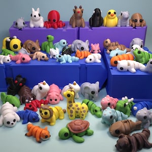 動物ポケットペット | ミステリーパック | 0.8～2インチ | 小さなコレクション用おもちゃ - 学校の賞品、フィジェット、ご褒美 | 感覚玩具 | 関節式 |
