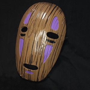 No-Face Mask Wood Grain | Kaonashi - Handmade, Hand Painted | Cosplay and Halloween Ready | High-Quality One of a kind Japanese Mask |