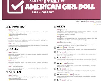 Neu! American Girl Doll-Liste