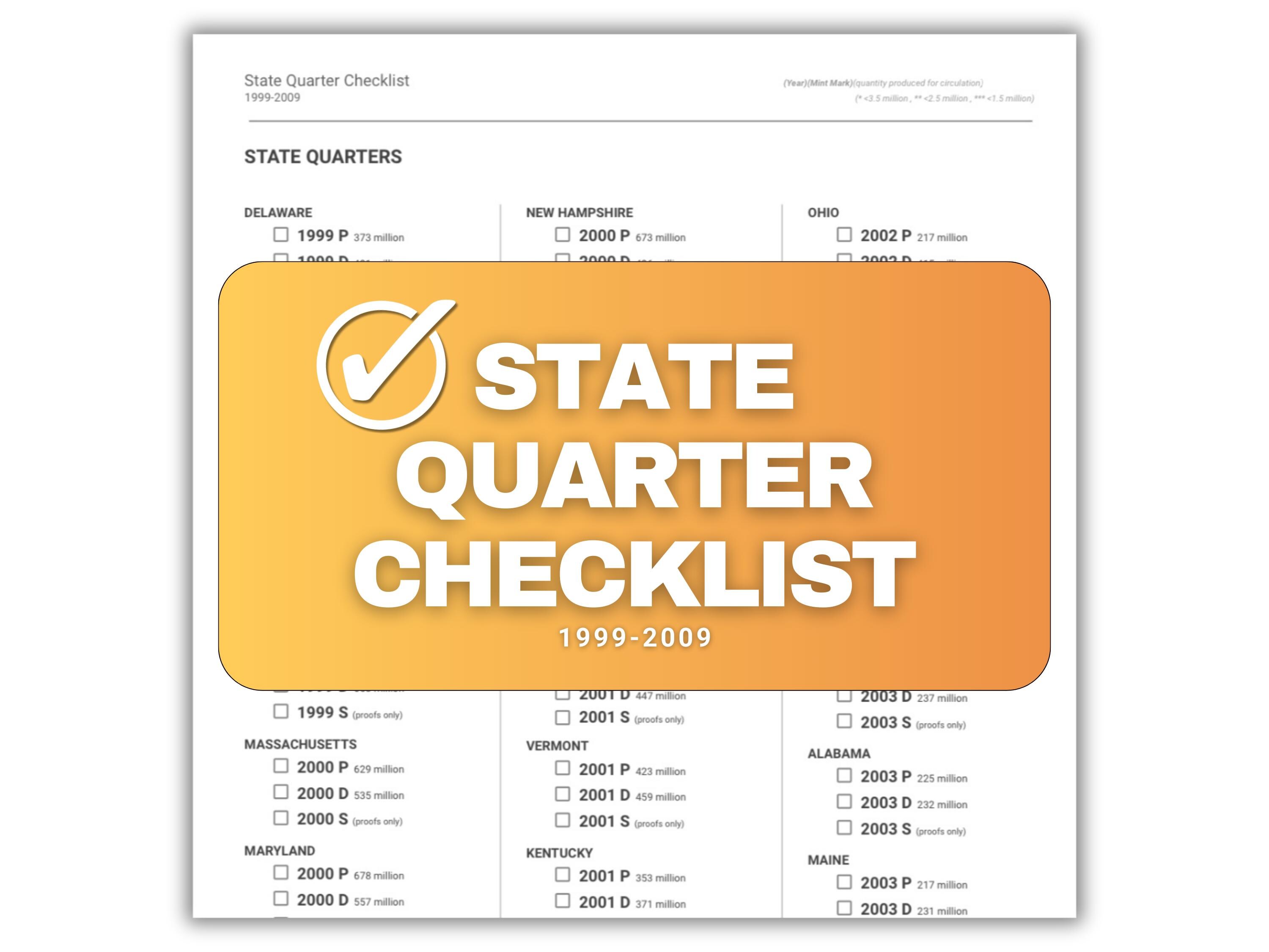 State Quarter Checklist - Etsy