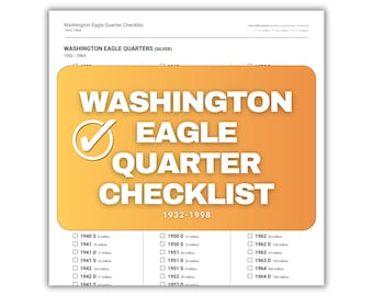 US Washington Eagle Quarter Sammlung Checkliste: 1932-1998 (druckbar)