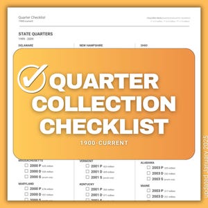 Pode incluir: Uma lista de verificação para coletar moedas de um quarto de dólar de estado de 1999 a 2009. A lista de verificação é organizada por estado e inclui uma caixa de seleção para cada ano. A lista de verificação foi atualizada em janeiro de 2025.