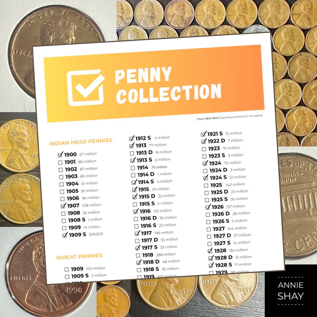 Penny Collection Checklist - Etsy