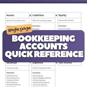 SPRING SALE* Bookkeeping Accounts Quick Reference (Printable)