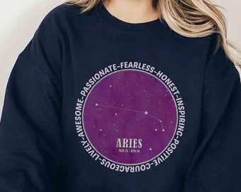 Aries Sweatshirt, Aries Zodiac Sign Sweatshirt, Aries Constellation Swaetshirt, Aries Fact Sweatshirt, Aries Gifl Sweatshirt, Gift For Aries