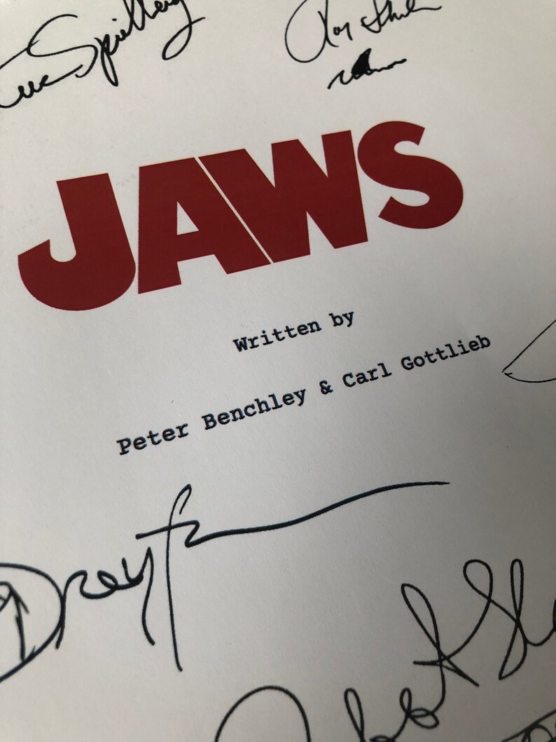 JAWS Movie Script Autograph Screenplay signed Replica Etsy