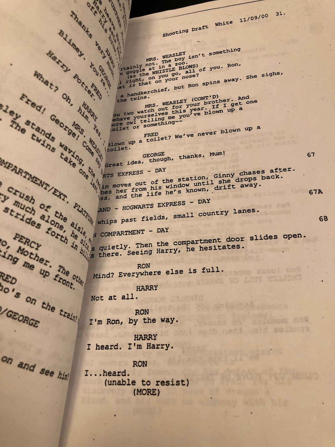 Harry Potter The Sorcerer's Stone Movie Script Harry Etsy
