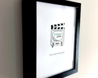 Screenplay Frame 8.5x11 Movie Script Display Wall Decor for Screenwriters