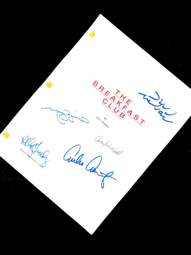 The Breakfast Club Movie Script Original Full Screenplay - Etsy