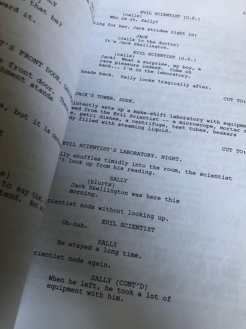 Nightmare Before Christmas Movie Script Original Full Screenplay Etsy