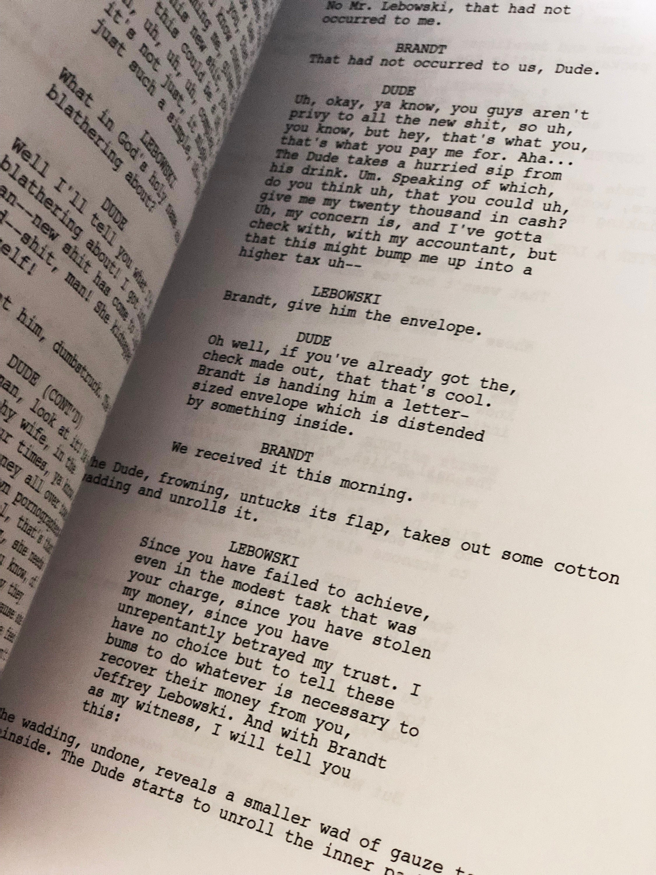 The Big Lebowski Movie Script Full Screenplay Etsy