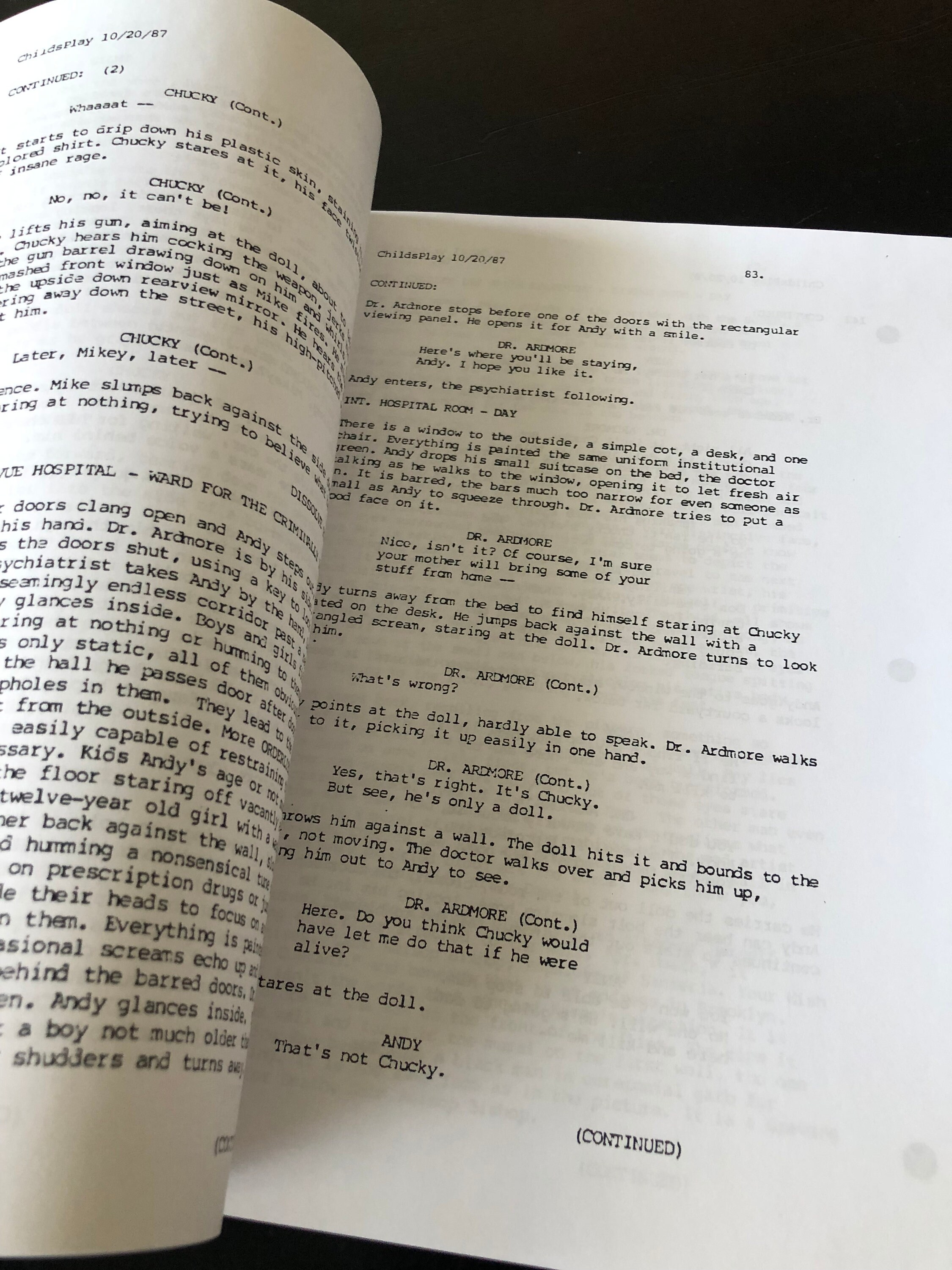 Child Script Child's Play 1988 Movie Script Chucky Original Full Screenplay - Etsy