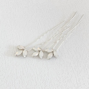 Opal Kreide Weiß Kristall Haarnadeln | Minimalistisch | Brautjungfern | Brautschmuck | Hochzeit | Formell | Abschlussball