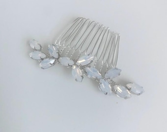 Peineta de cristal ópalo Navette / Peineta de diamantes / Para novias / Damas de honor