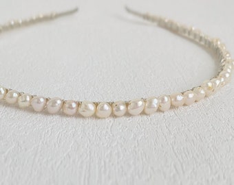 Minimalistic Freshwater Pearl Headband | Silver or Gold | Bridal Wear | Parisian