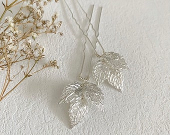Silver leaf hair pins | Set of 3 | Bridal Accessories | Bridesmaids Sets
