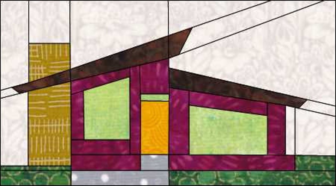 Mid Century Modern House Paper Piecing / Foundation - Etsy