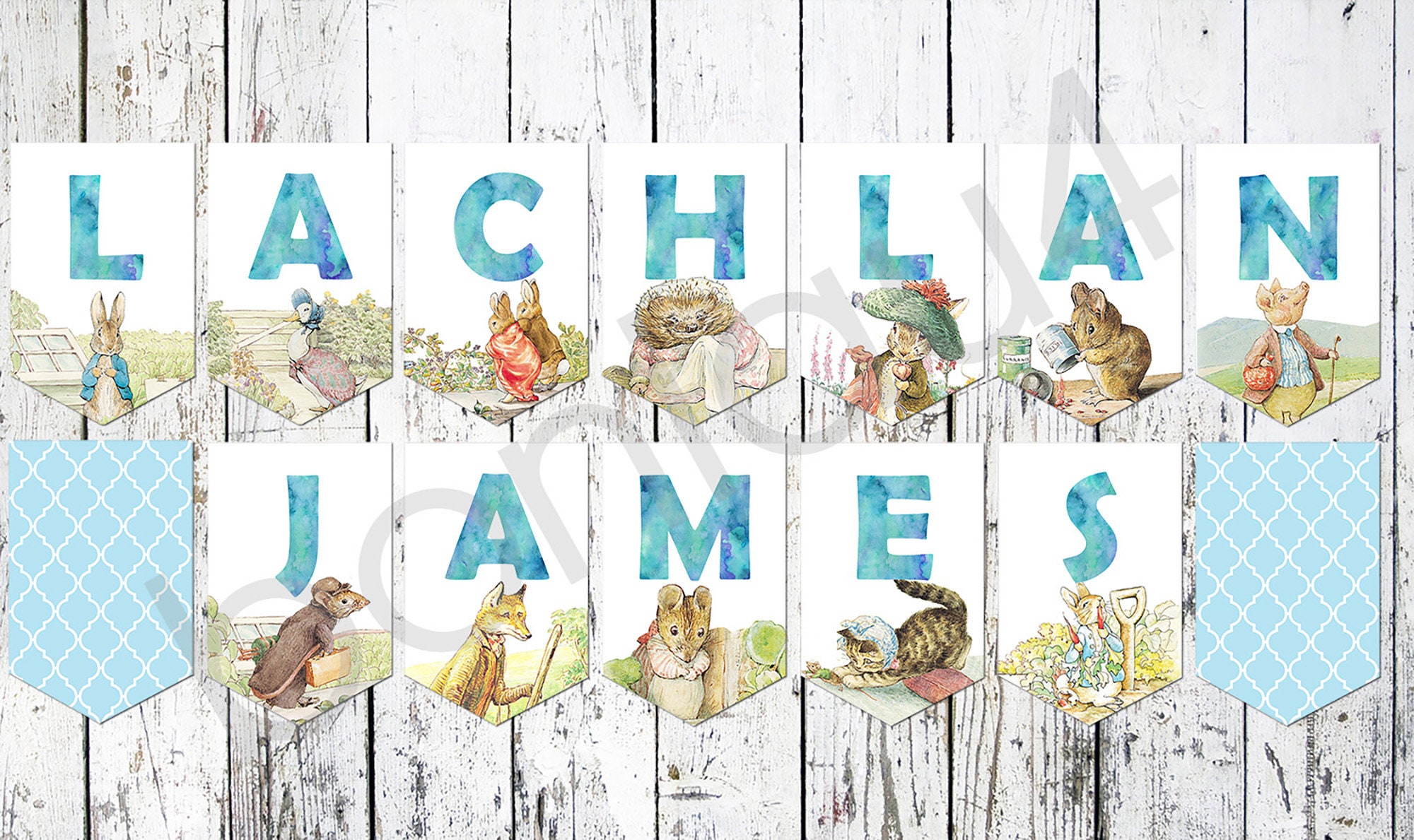 Personalised Vintage Peter Rabbit Paper Bunting Banner | Etsy