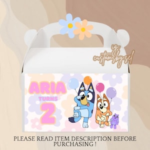 BLUEY GABLE BOX, Custom Treat Box, Custom Gable Box, Bluey Treat Box, Bluey Favor Box