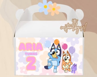BLUEY GABLE BOX, Custom Treat Box, Custom Gable Box, Bluey Treat Box, Bluey Favor Box
