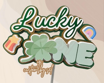 LUCKY ONE TOPPER, Lucky One First Birthday, Lucky One Theme, Lucky One Theme, Lucky One Cake Topper