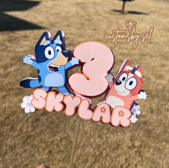 Personalized Bluey Cake Topper: Custom Age & Name