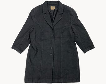 Vintage 80s Hermes by Claude Brouet Single Breasted Long Coat Womens Size 44 Wool Black Made in France 90s Archival Jacket