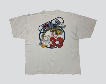 Vintage 90s Fila Grant Hill T-Shirt Size XXL White VTG NBA Sport Tee
