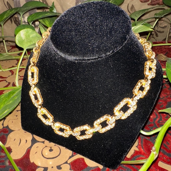 Bold Rectangular Diamond Link Necklace / Choker 1… - image 5